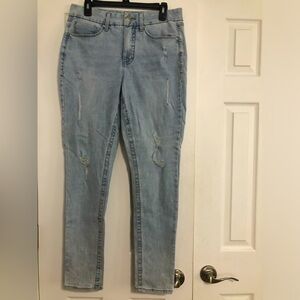 Seven7 tummyless high Rise skinny lighter‎ wash distressed jeans women’s size 10